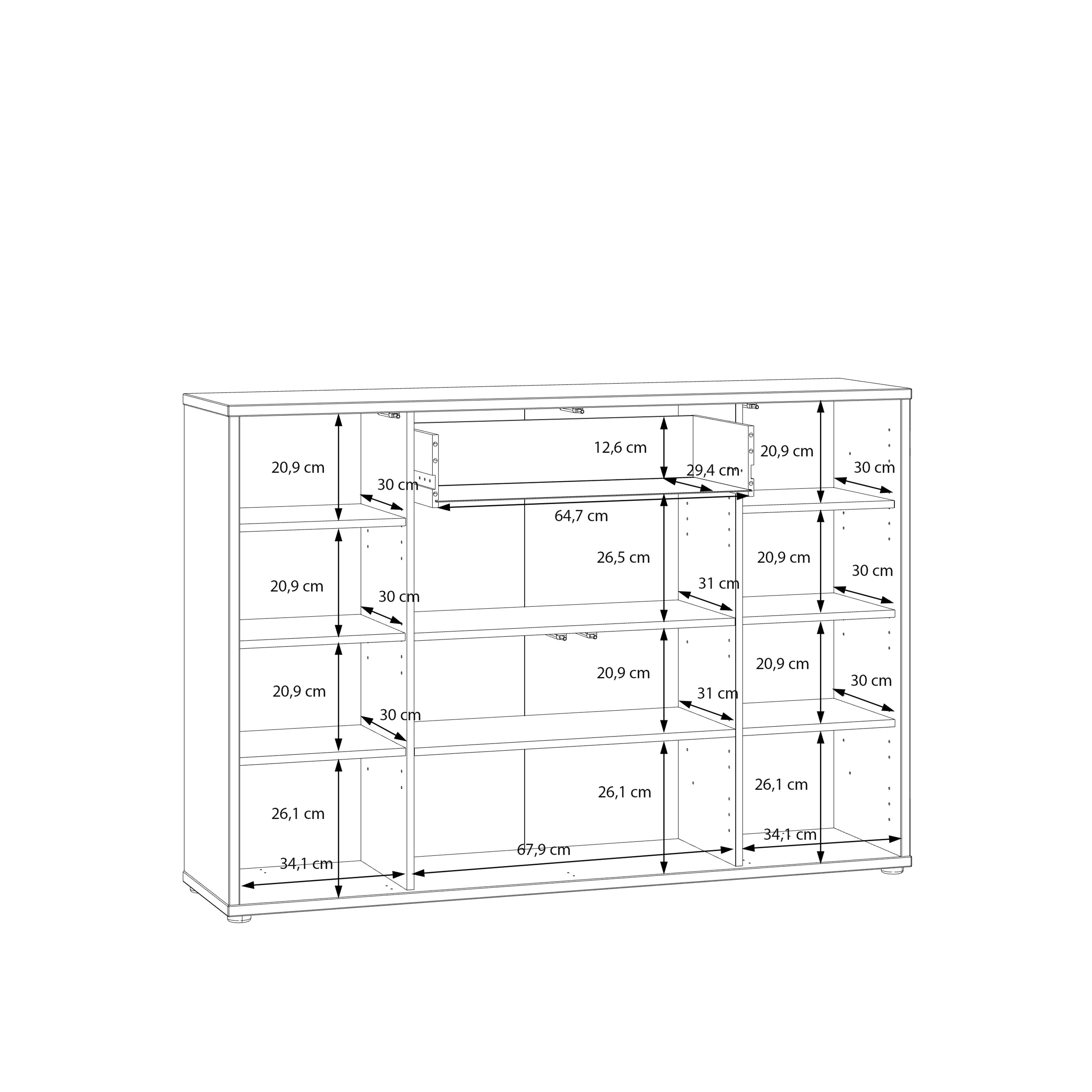 Alice Springs Shoe Cabinet with 4 Doors Push-to-Open & 1 Drawer Push-to-Open in Sand