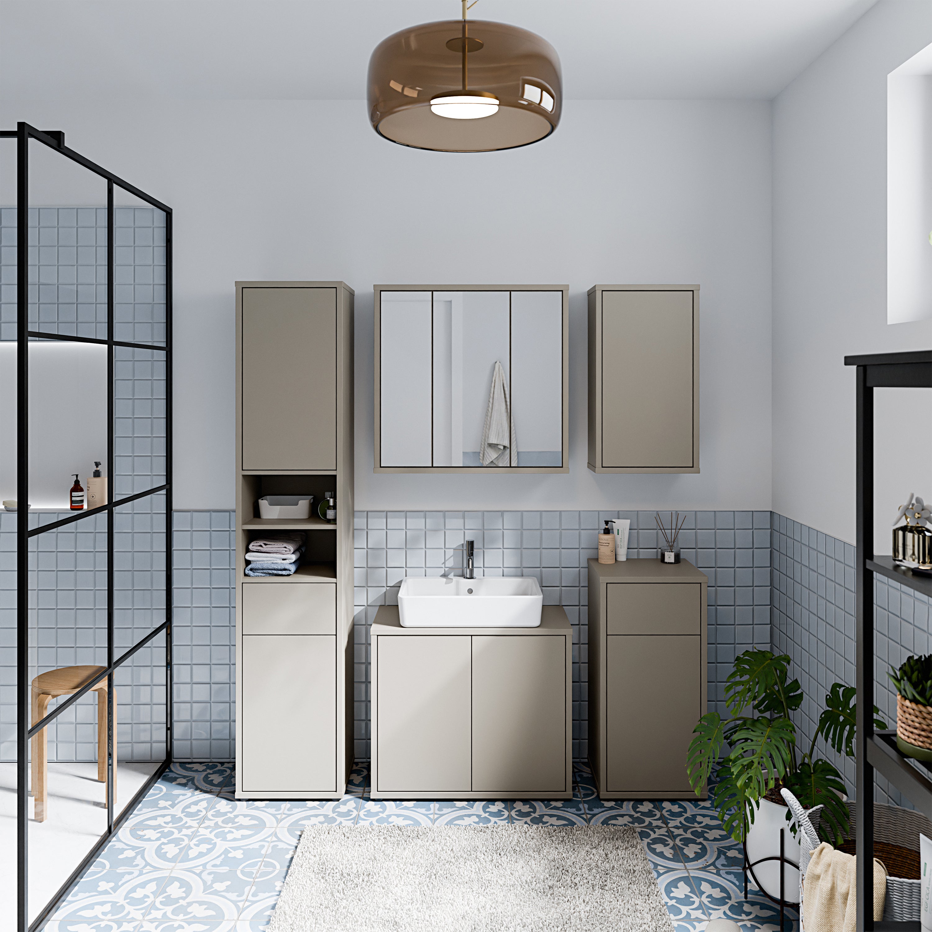 Alice Springs Hanging Storage Cupboard with 1 Door Push-to-Open in Taupe