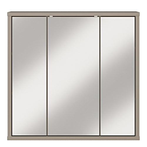 Alice Springs Hanging Mirror Cupboard with 3 Doors Push-to-Open in Taupe