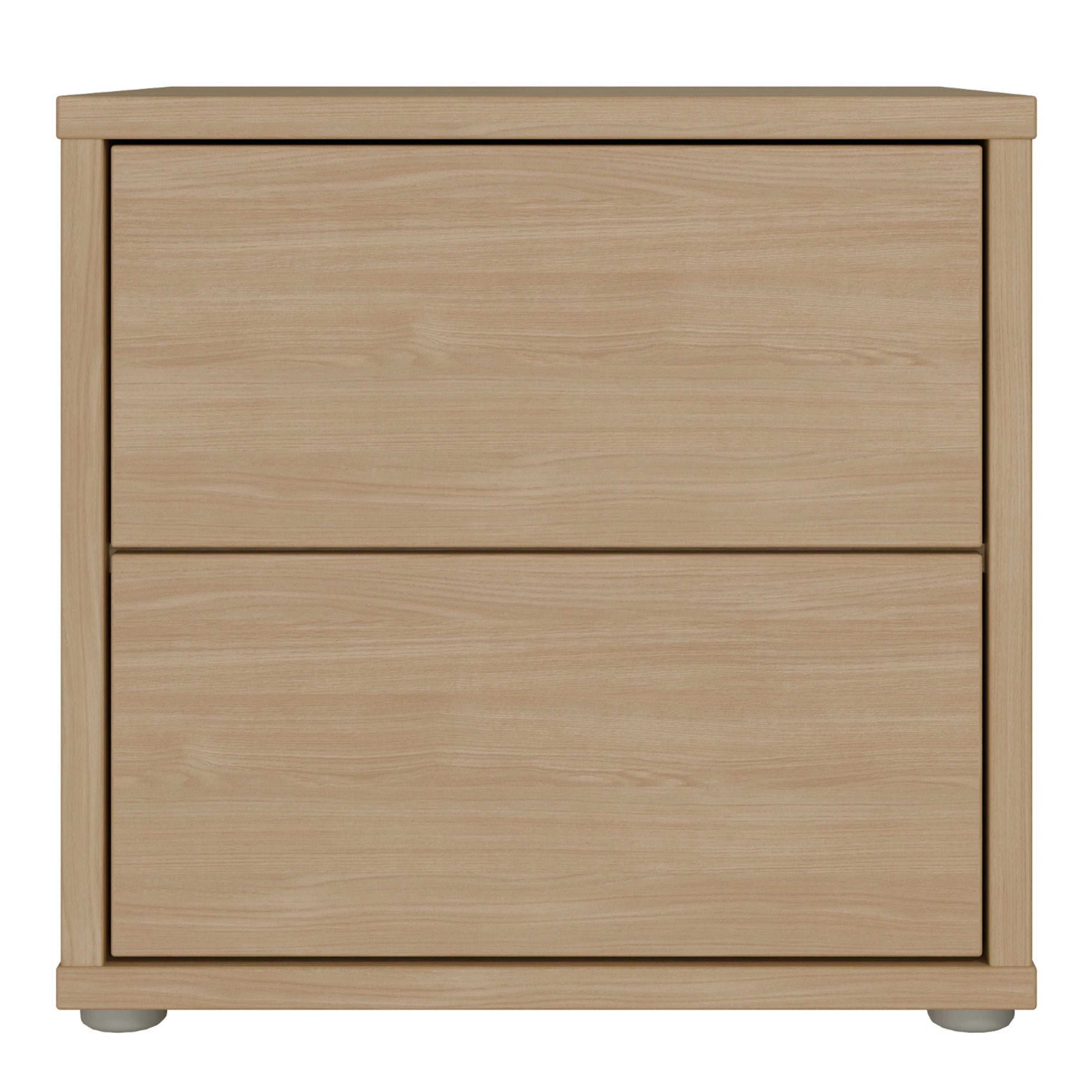 Alice Springs Low Bedside Cabinet with 2 Drawers Push-to-Open in Elegancia Oak