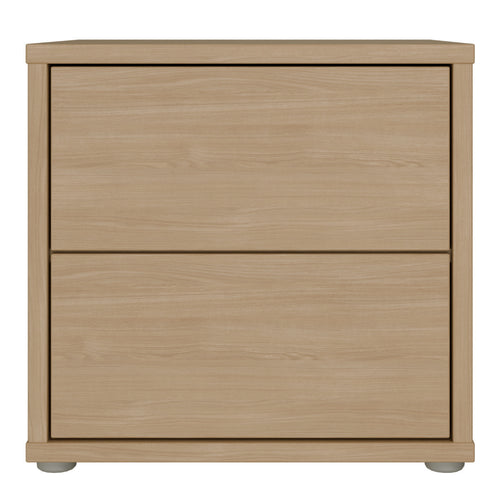 Alice Springs Low Bedside Cabinet with 2 Drawers Push-to-Open in Elegancia Oak