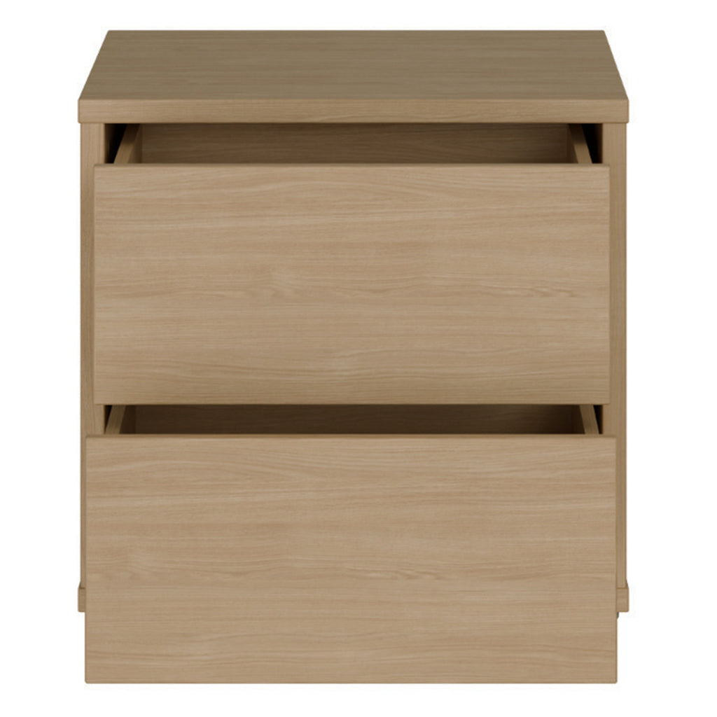 Alice Springs Low Bedside Cabinet with 2 Drawers Push-to-Open in Elegancia Oak