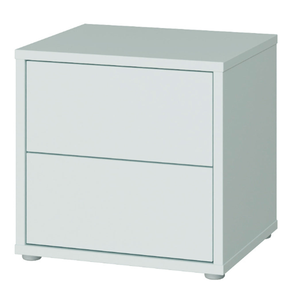 Alice Springs Low Bedside Cabinet with 2 Drawers Push-to-Open in Light Grey