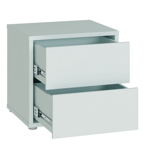 Alice Springs Low Bedside Cabinet with 2 Drawers Push-to-Open in Light Grey