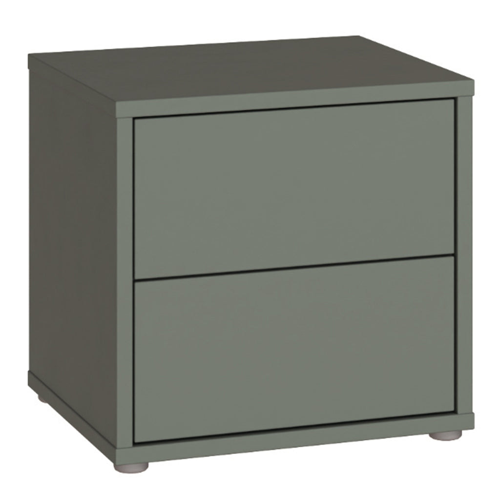 Alice Springs Low Bedside Cabinet with 2 Drawers Push-to-Open in Sage Green