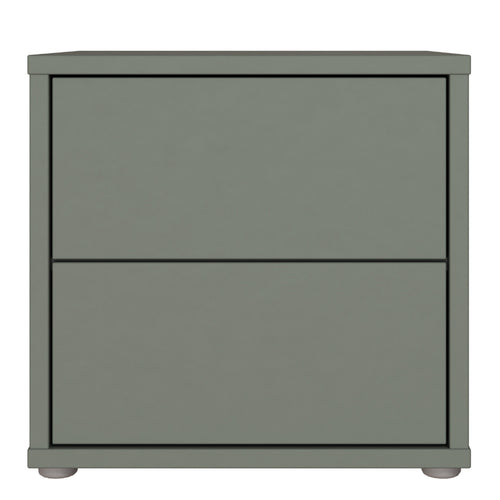 Alice Springs Low Bedside Cabinet with 2 Drawers Push-to-Open in Sage Green