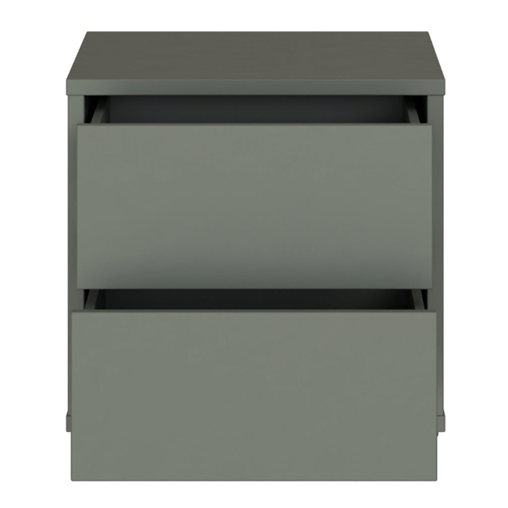 Alice Springs Low Bedside Cabinet with 2 Drawers Push-to-Open in Sage Green