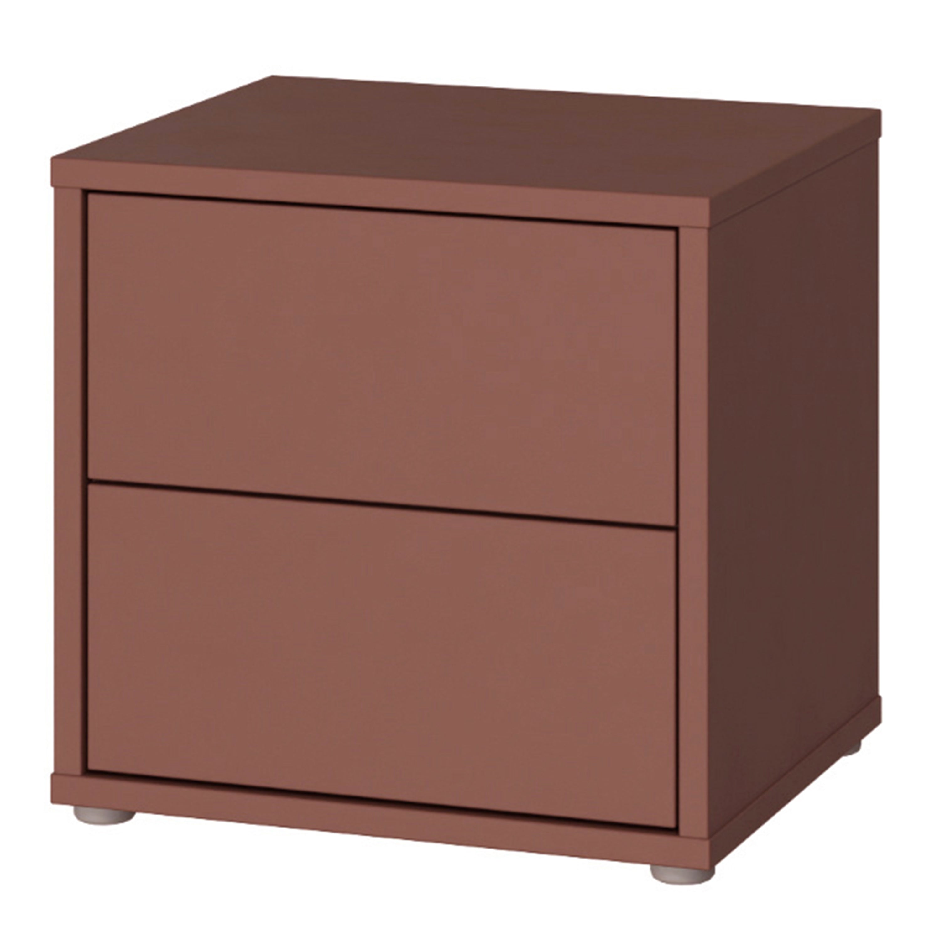 Alice Springs Low Bedside Cabinet with 2 Drawers Push-to-Open in Terracotta