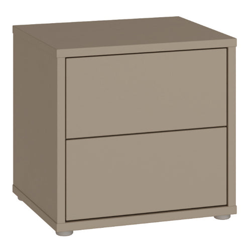 Alice Springs Low Bedside Cabinet with 2 Drawers Push-to-Open in Taupe