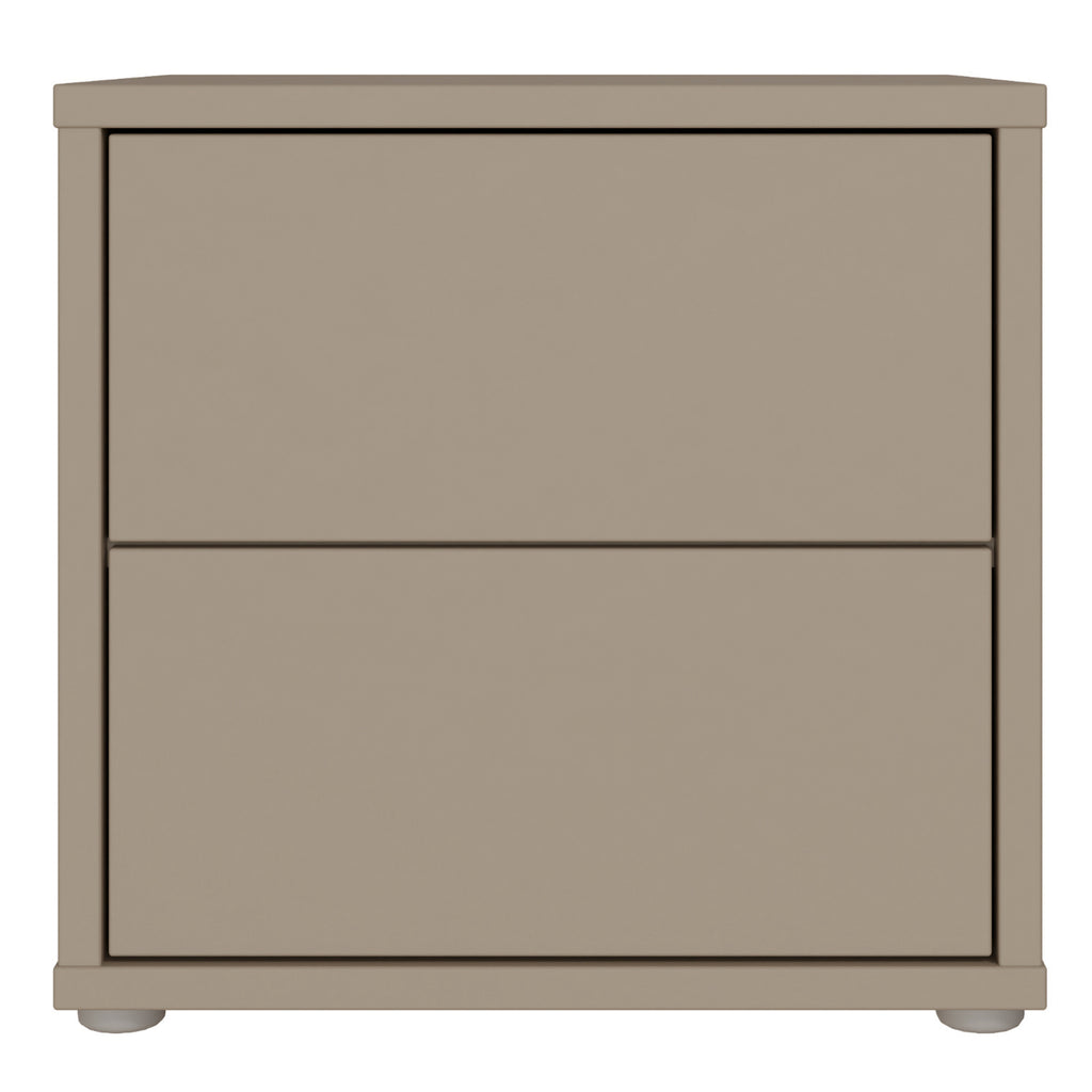Alice Springs Low Bedside Cabinet with 2 Drawers Push-to-Open in Taupe