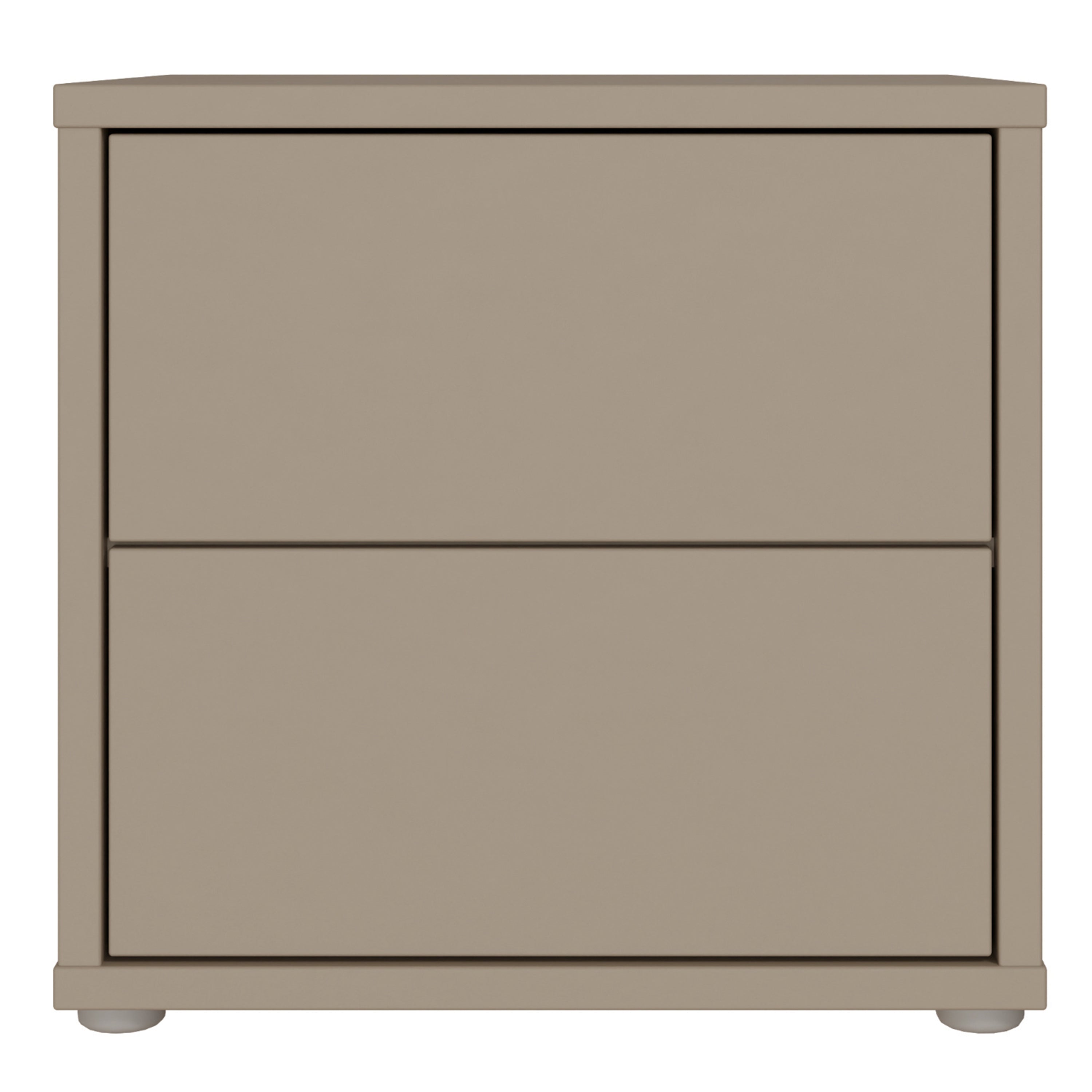 Alice Springs Low Bedside Cabinet with 2 Drawers Push-to-Open in Taupe