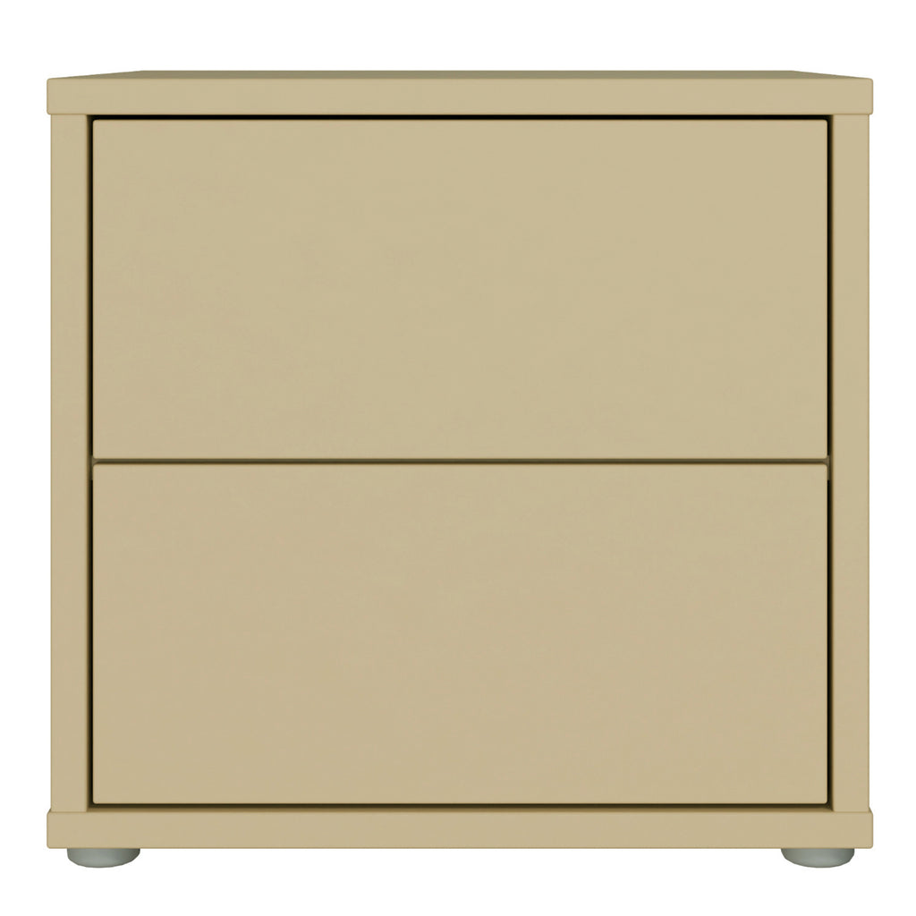 Alice Springs Low Bedside Cabinet with 2 Drawers Push-to-Open in Butter Yellow