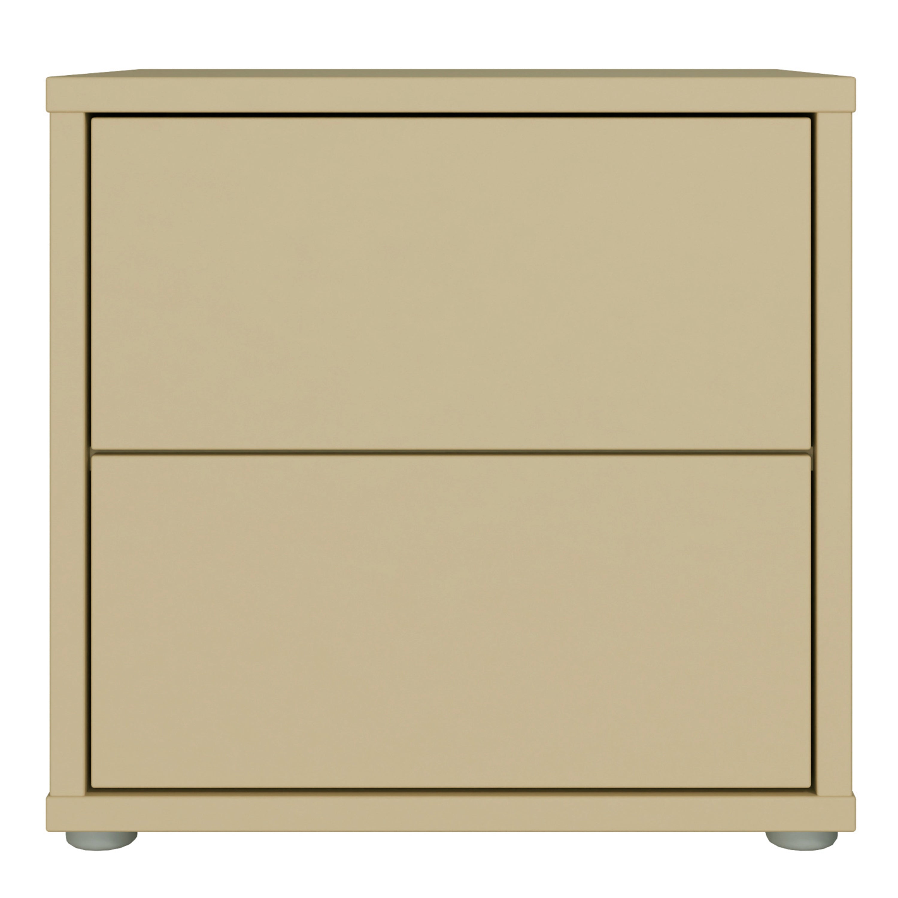 Alice Springs Low Bedside Cabinet with 2 Drawers Push-to-Open in Butter Yellow