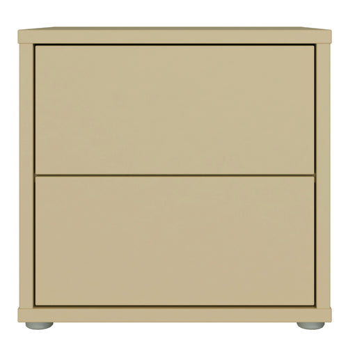 Alice Springs Low Bedside Cabinet with 2 Drawers Push-to-Open in Butter Yellow