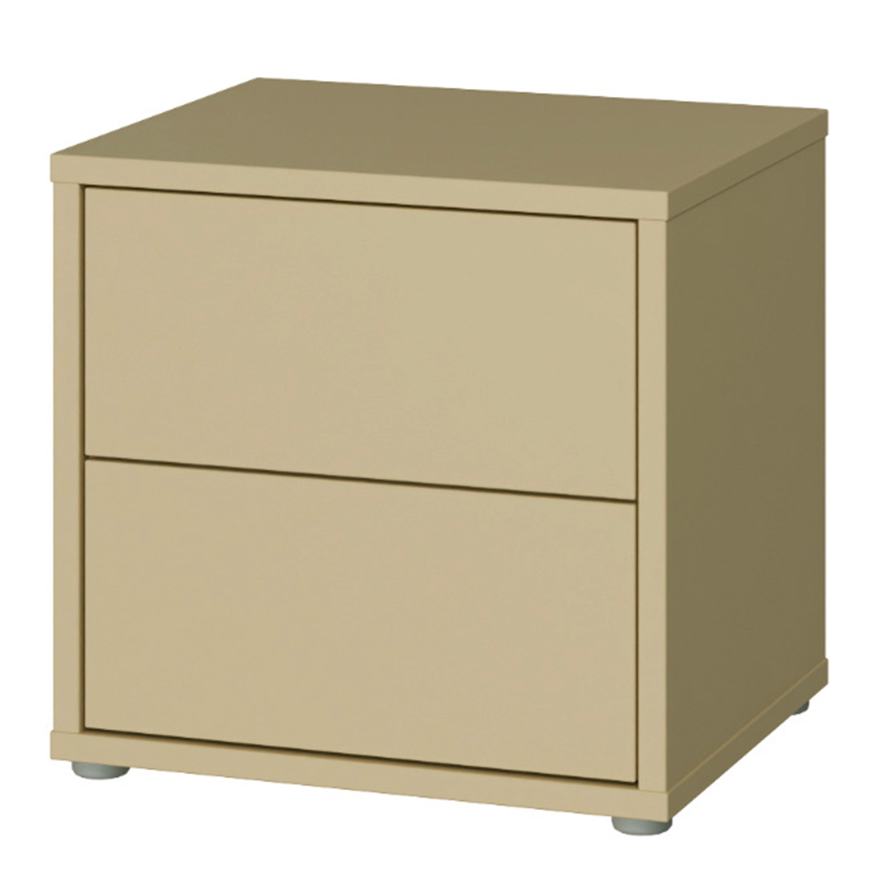 Alice Springs Low Bedside Cabinet with 2 Drawers Push-to-Open in Butter Yellow
