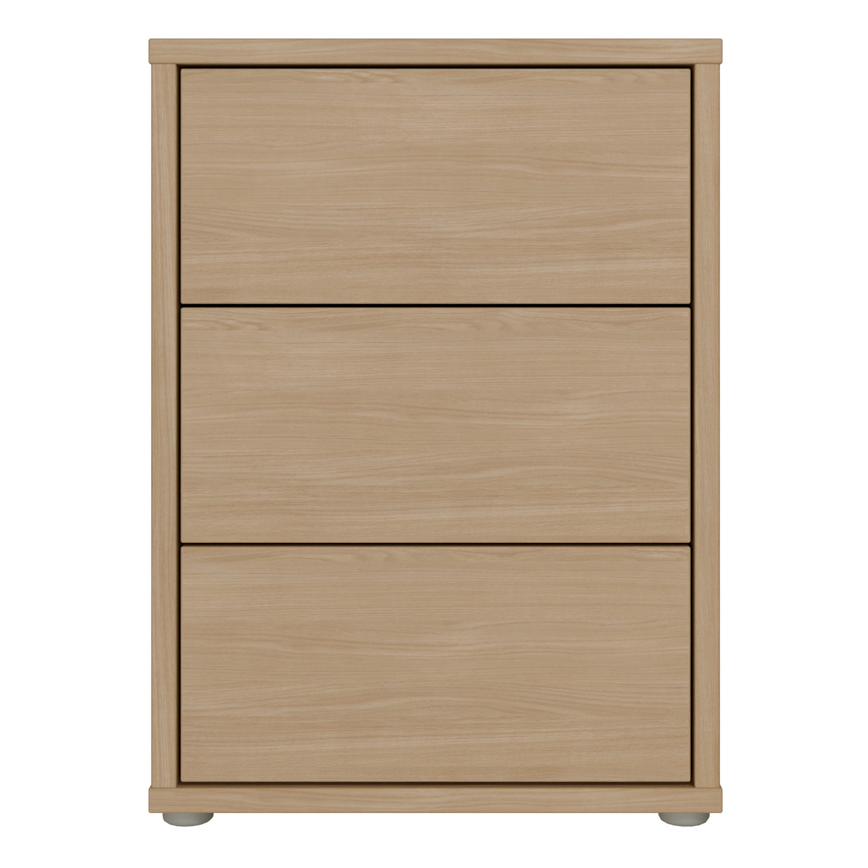 Alice Springs Bedside Cabinet with 3 Drawers Push-to-Open in Elegancia Oak