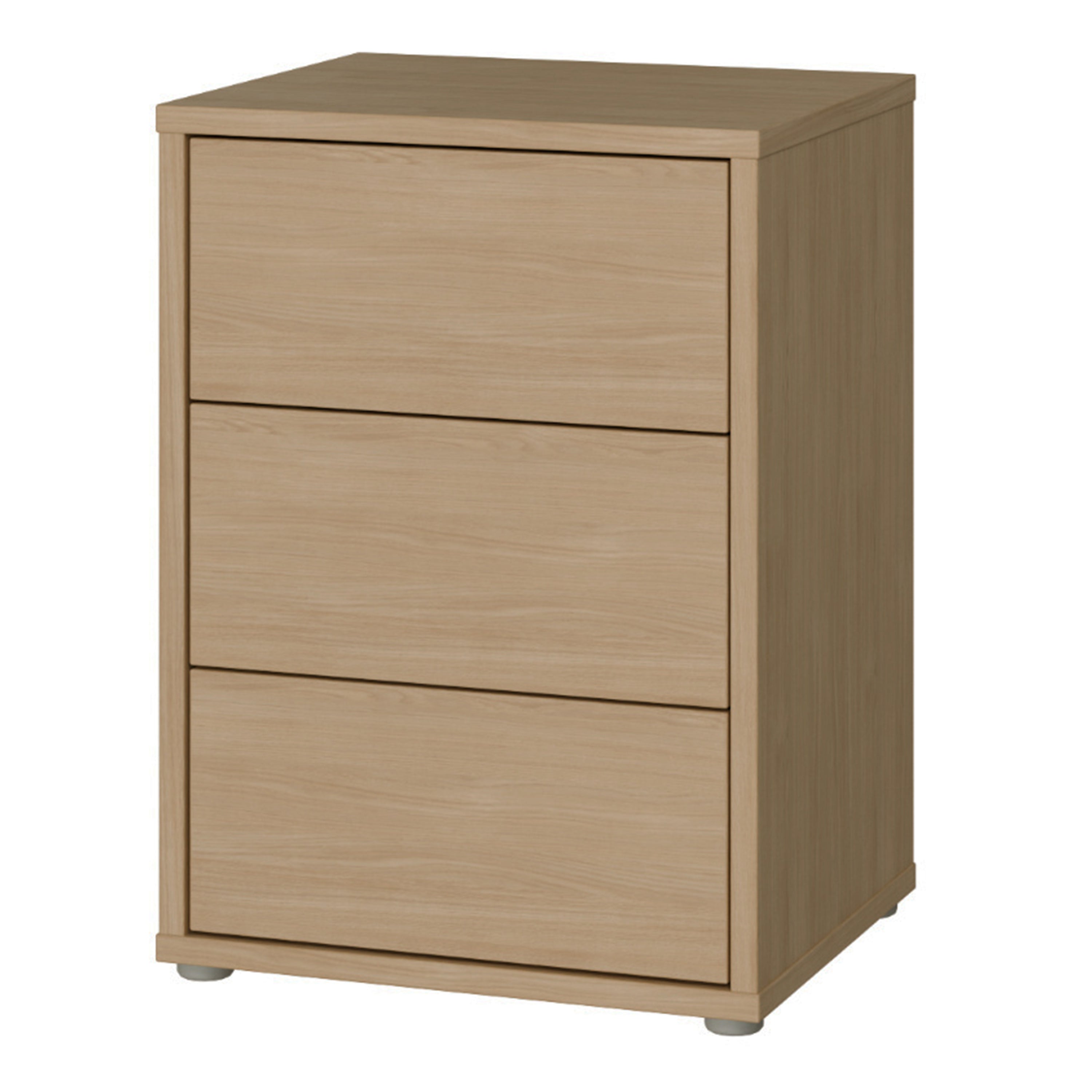 Alice Springs Bedside Cabinet with 3 Drawers Push-to-Open in Elegancia Oak