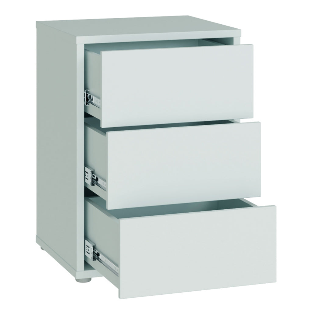 Alice Springs Bedside Cabinet with 3 Drawers Push-to-Open in Light Grey