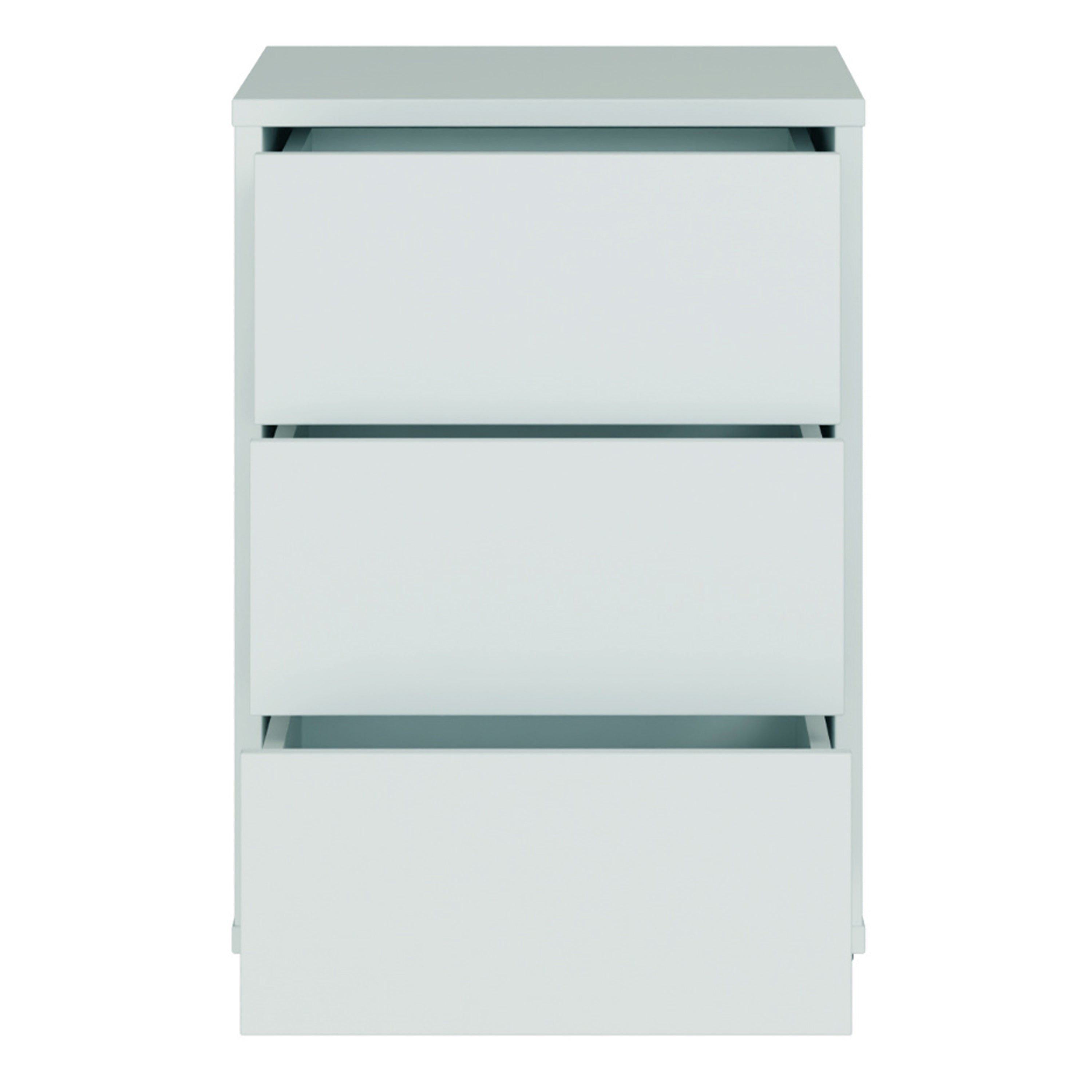 Alice Springs Bedside Cabinet with 3 Drawers Push-to-Open in Light Grey