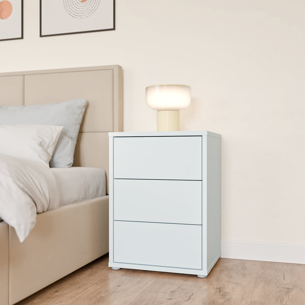 Alice Springs Bedside Cabinet with 3 Drawers Push-to-Open in Light Grey