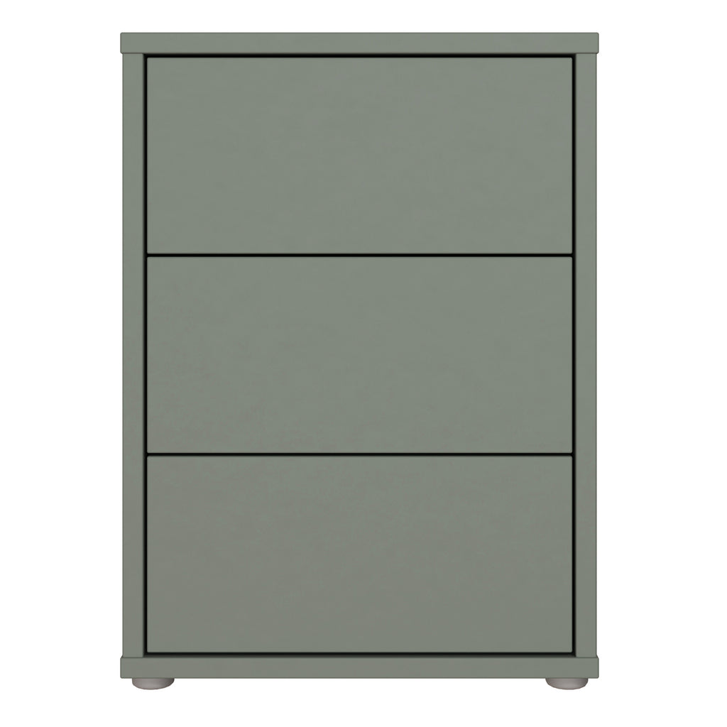 Alice Springs Bedside Cabinet with 3 Drawers Push-to-Open in Sage Green
