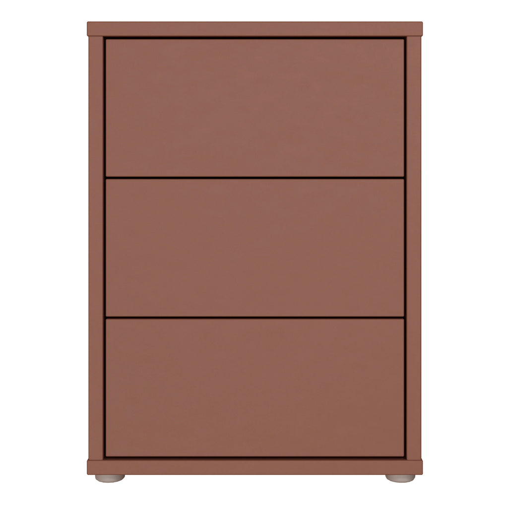 Alice Springs Bedside Cabinet with 3 Drawers Push-to-Open in Terracotta