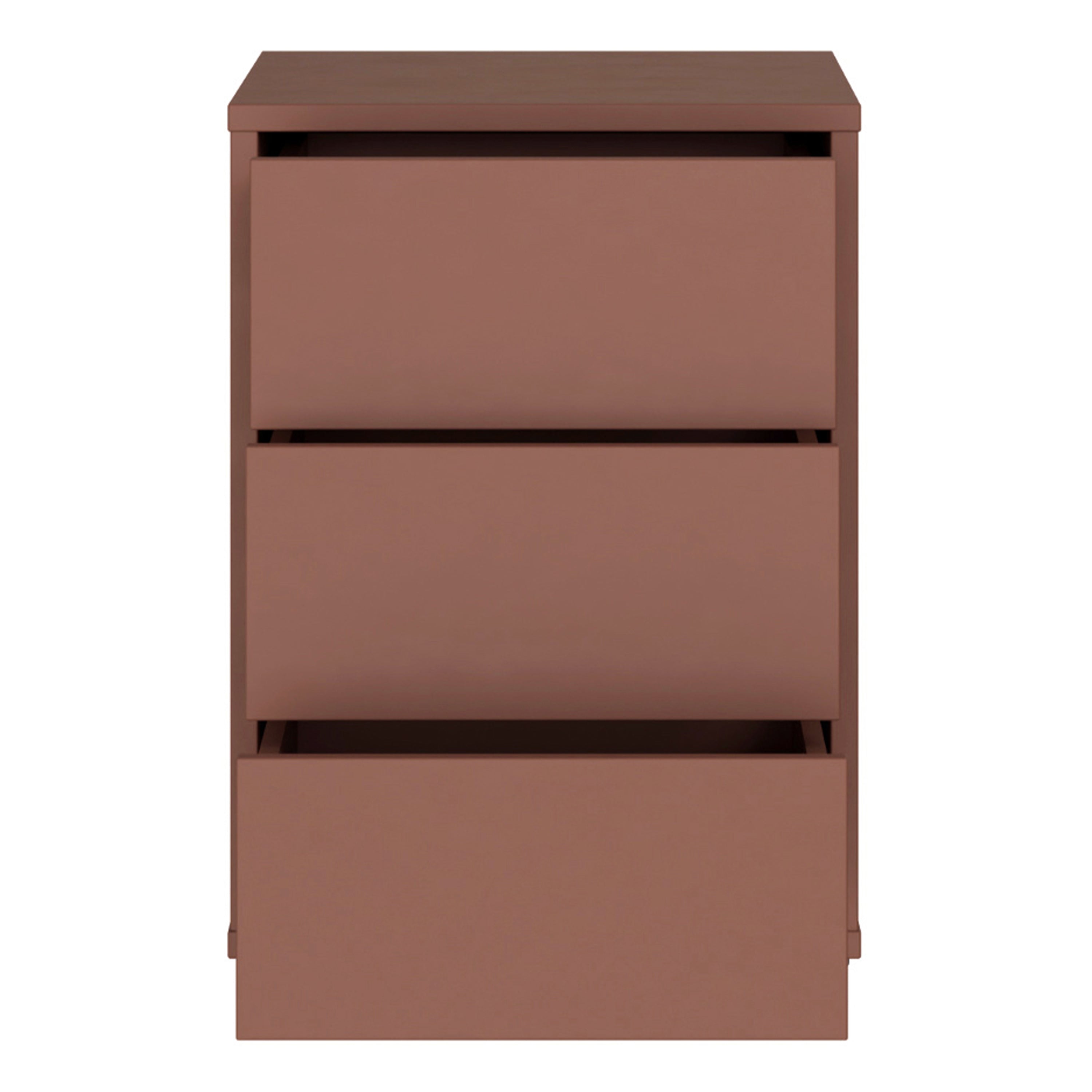 Alice Springs Bedside Cabinet with 3 Drawers Push-to-Open in Terracotta