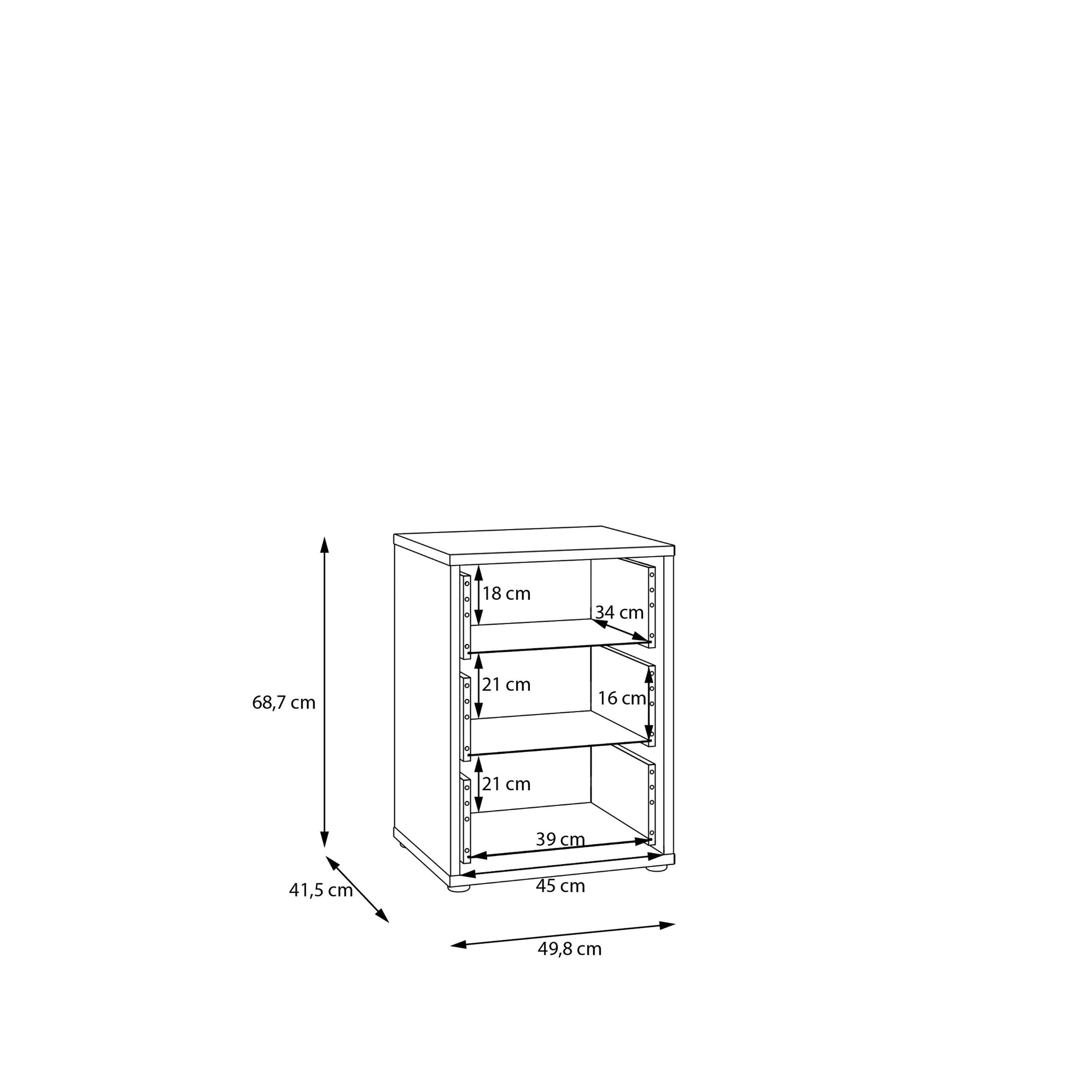Alice Springs Bedside Cabinet with 3 Drawers Push-to-Open in Terracotta