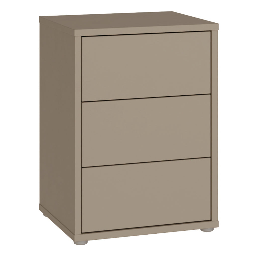 Alice Springs Bedside Cabinet with 3 Drawers Push-to-Open in Taupe