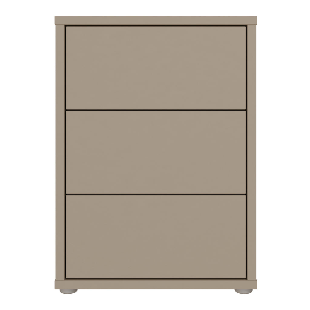 Alice Springs Bedside Cabinet with 3 Drawers Push-to-Open in Taupe