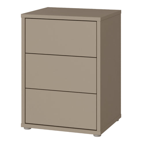 Alice Springs Bedside Cabinet with 3 Drawers Push-to-Open in Taupe