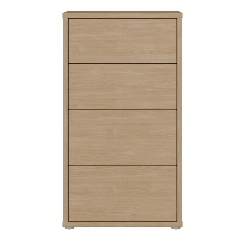 Alice Springs Tall 4 Drawer Chest with Push-to-Open Drawers in Elegancia Oak