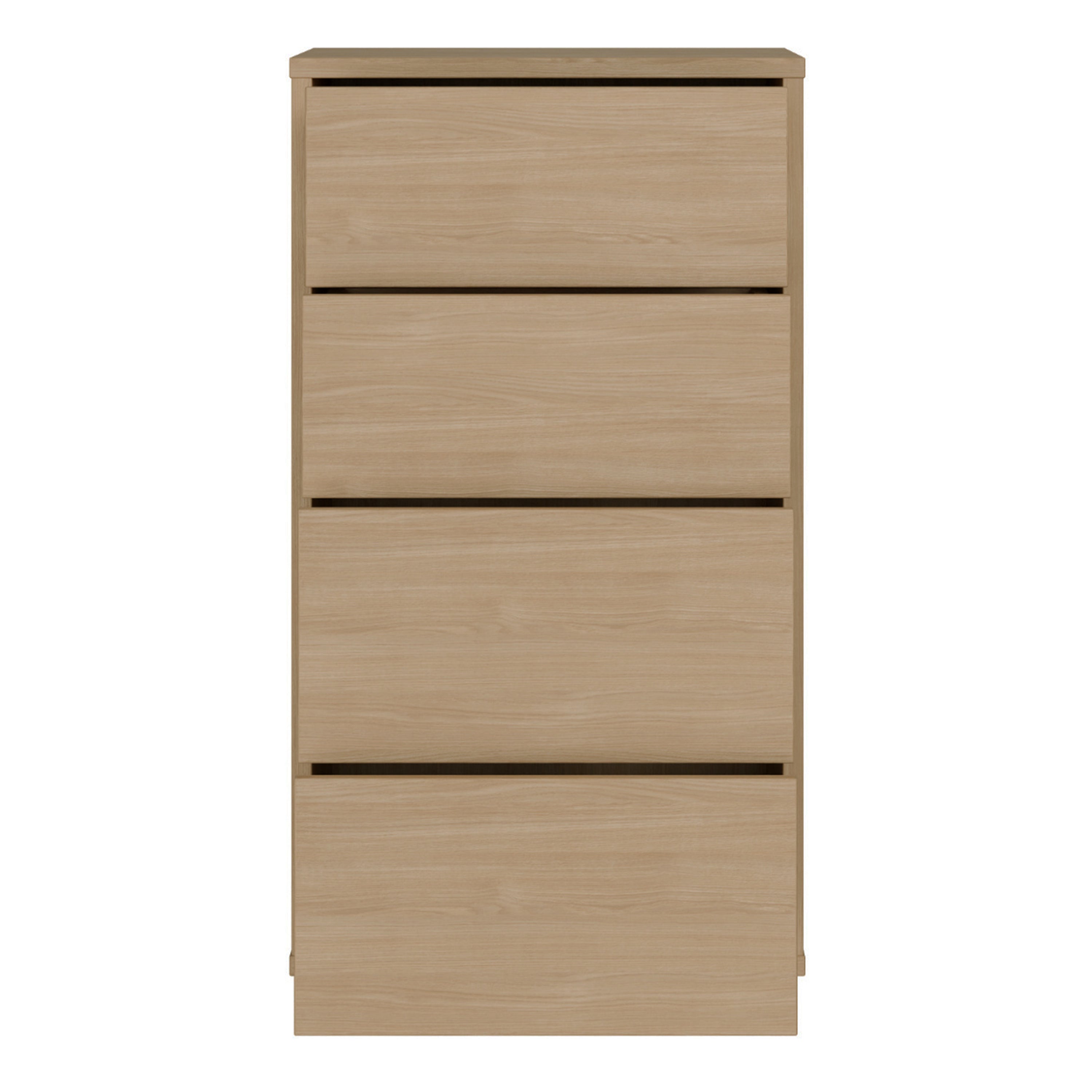 Alice Springs Tall 4 Drawer Chest with Push-to-Open Drawers in Elegancia Oak