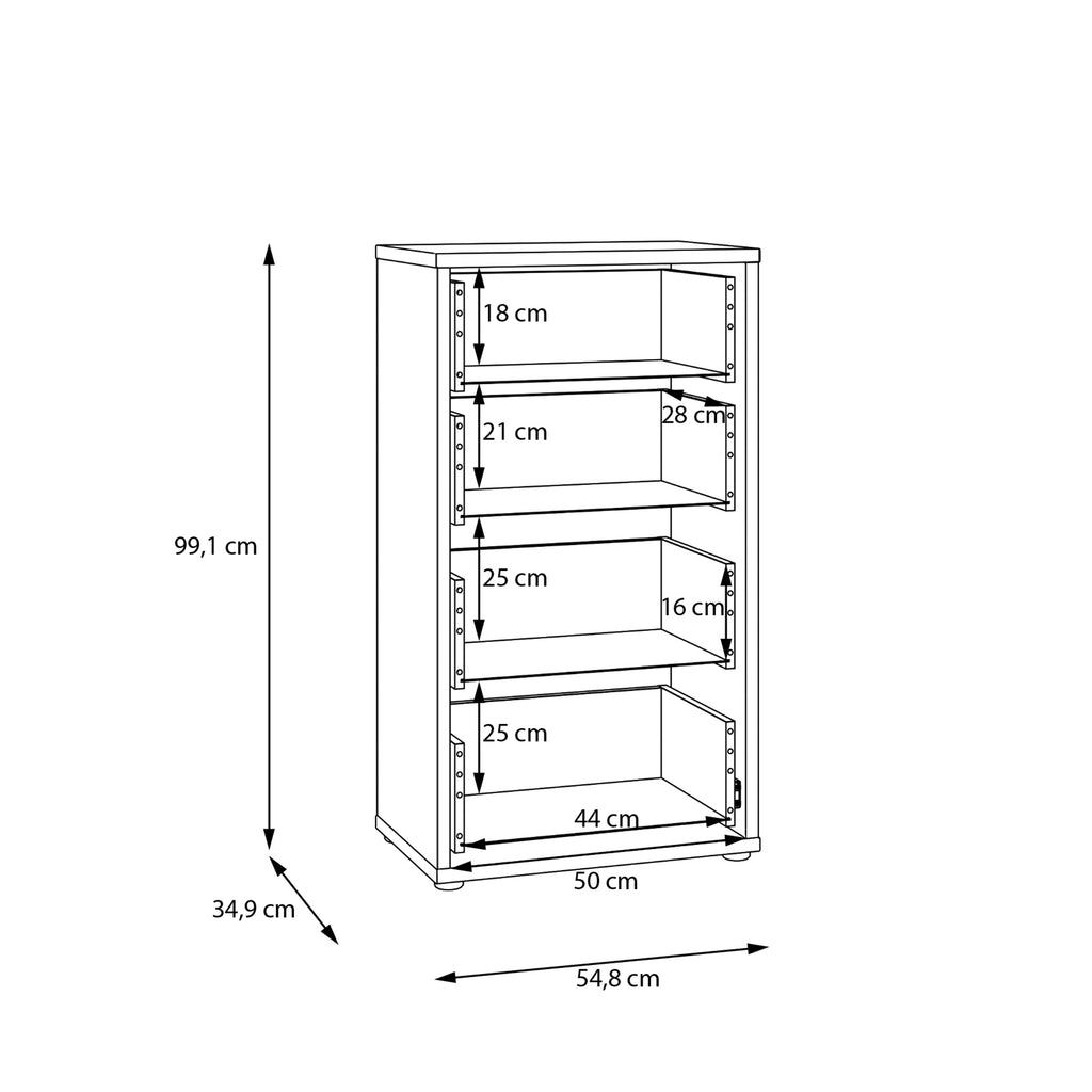 Alice Springs Tall 4 Drawer Chest with Push-to-Open Drawers in Elegancia Oak
