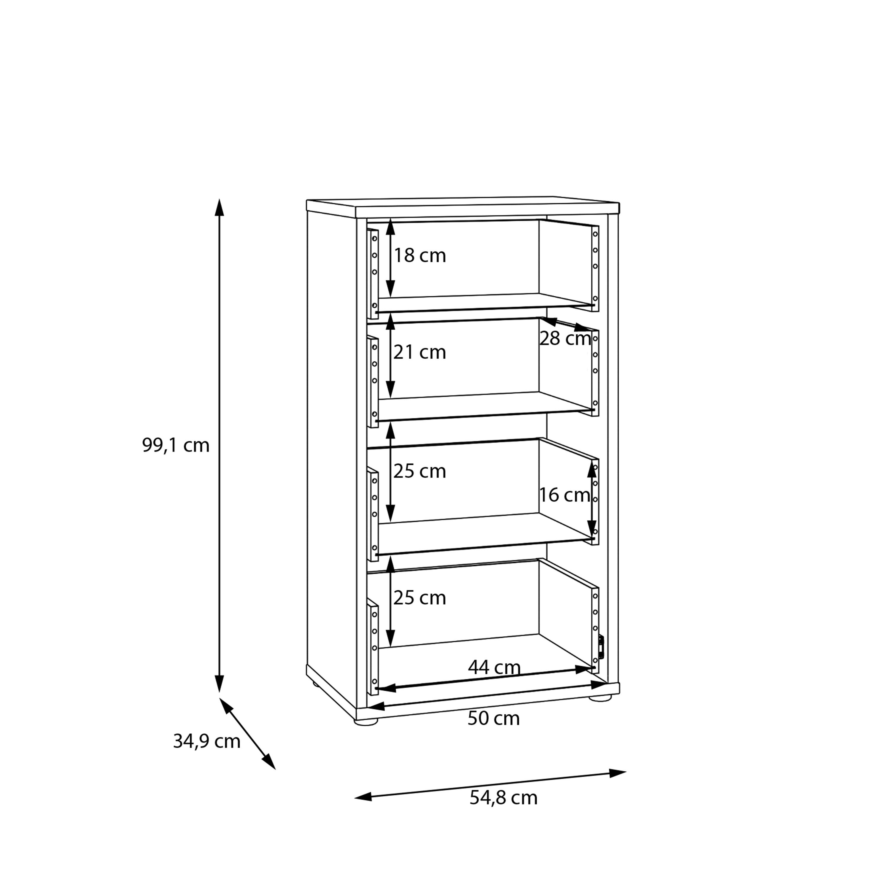Alice Springs Tall 4 Drawer Chest with Push-to-Open Drawers in Elegancia Oak