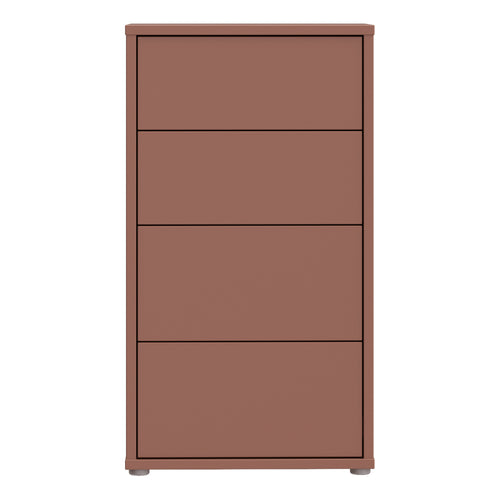 Alice Springs Tall 4 Drawer Chest with Push-to-Open Drawers in Terracotta