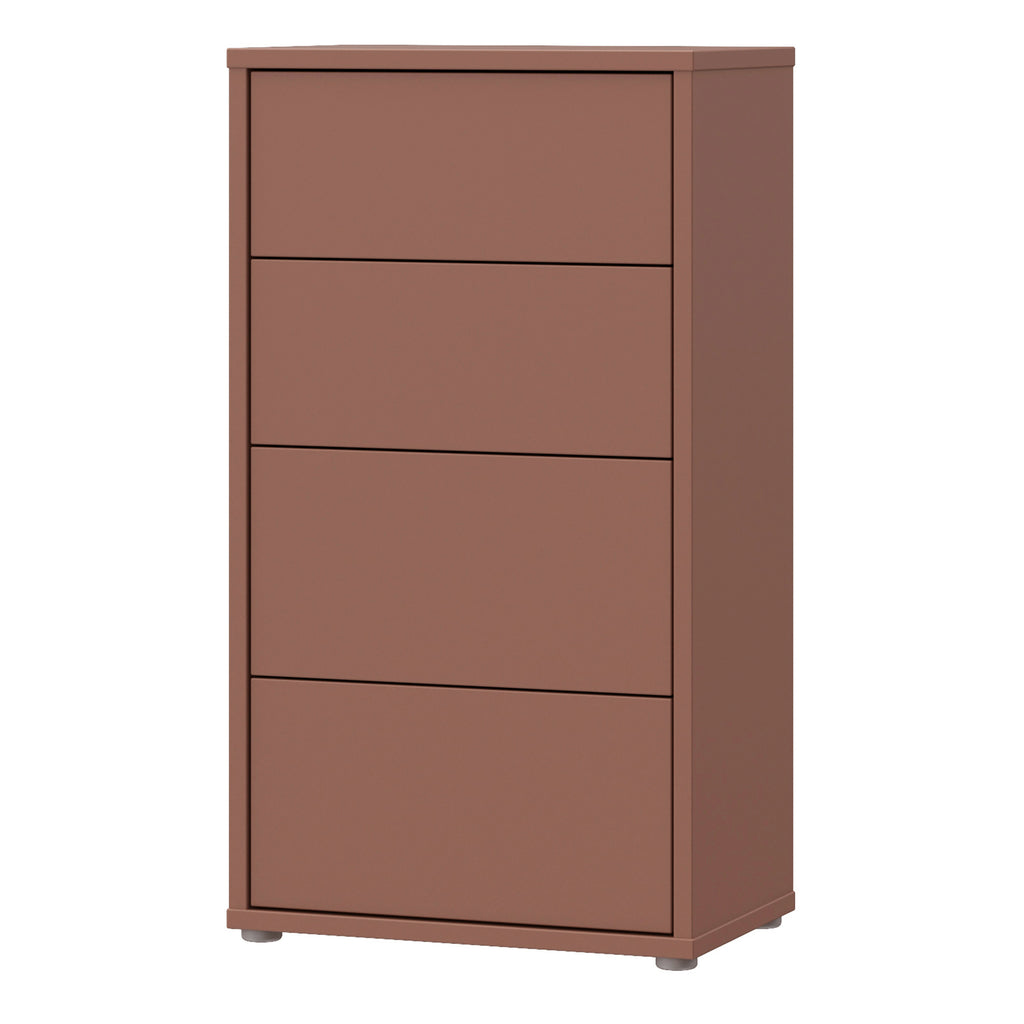 Alice Springs Tall 4 Drawer Chest with Push-to-Open Drawers in Terracotta
