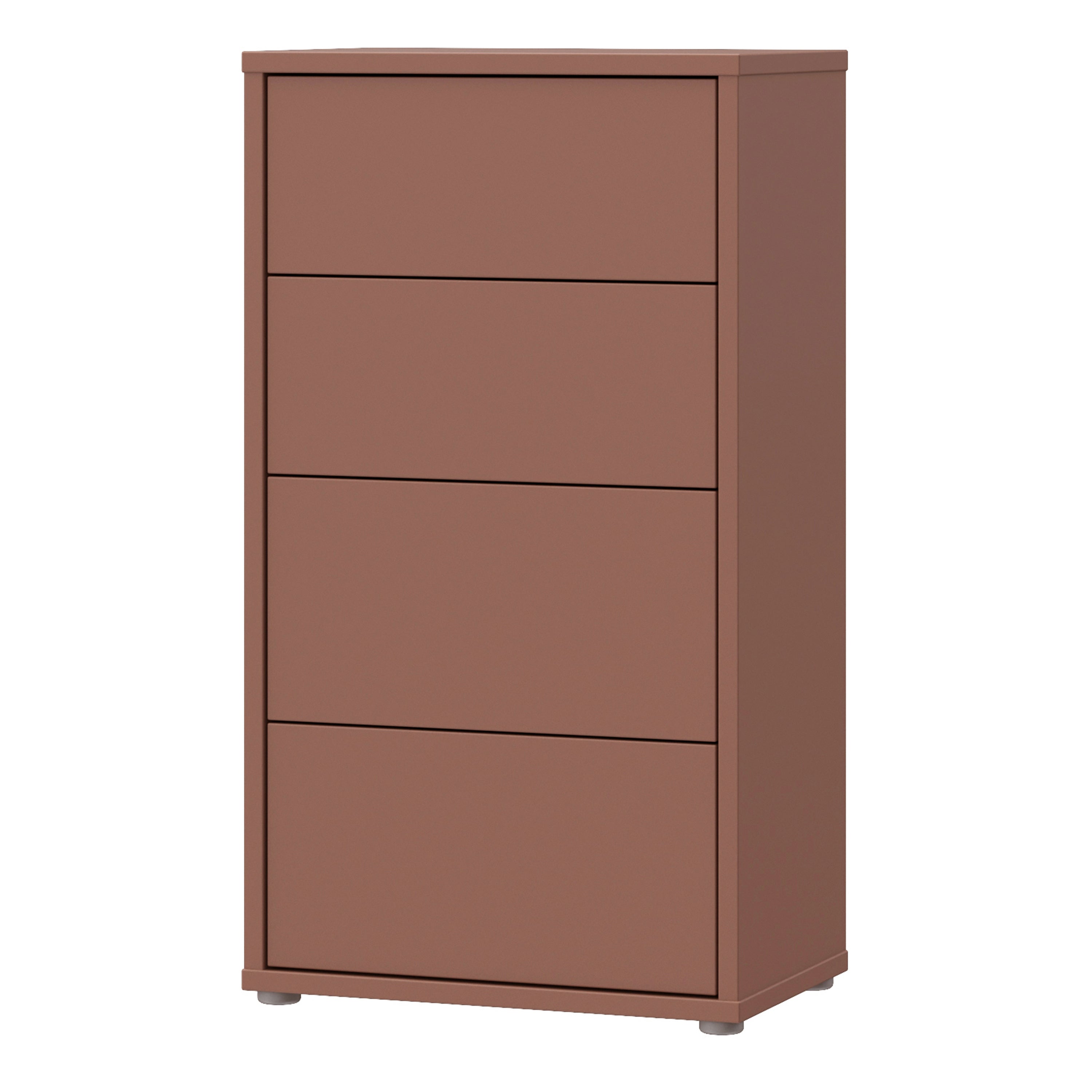 Alice Springs Tall 4 Drawer Chest with Push-to-Open Drawers in Terracotta