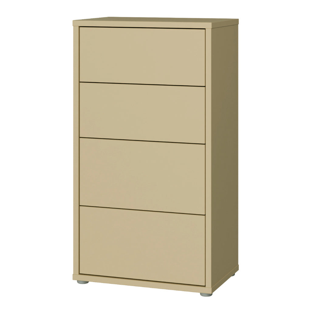 Alice Springs Tall 4 Drawer Chest with Push-to-Open Drawers in Butter Yellow