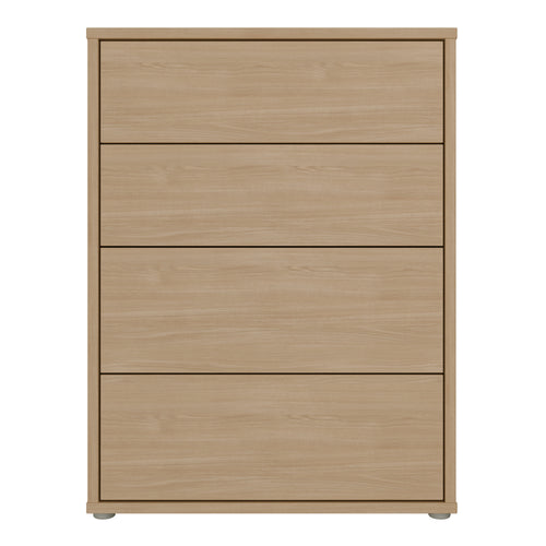 Alice Springs 4 Drawer Chest with Push-to-Open Drawers in Elegancia Oak and White