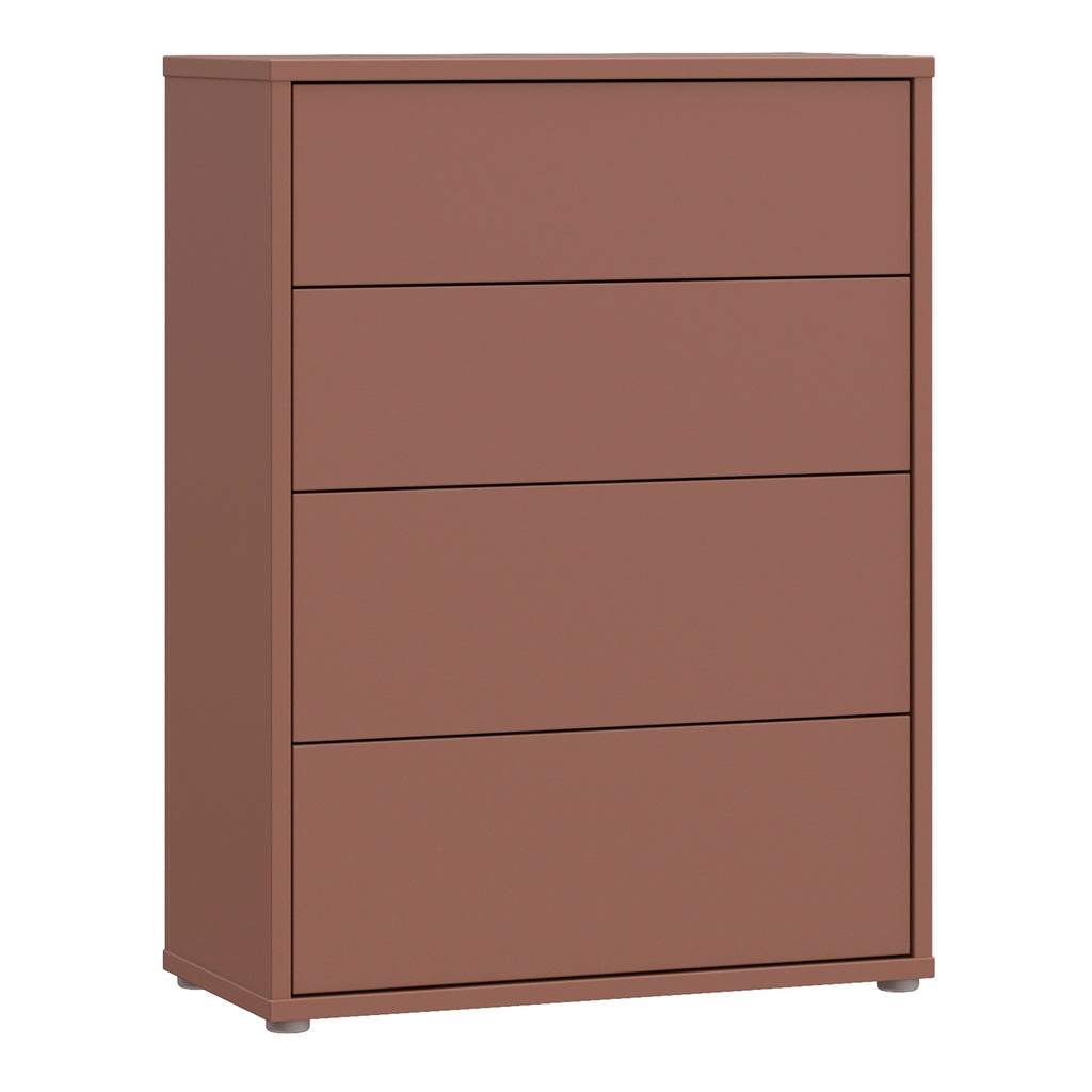 Alice Springs 4 Drawer Chest with Push-to-Open Drawers in Terracotta