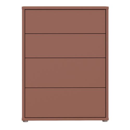 Alice Springs 4 Drawer Chest with Push-to-Open Drawers in Terracotta
