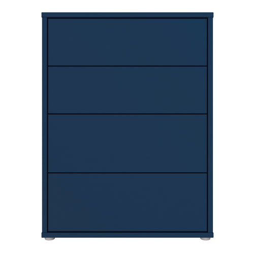Alice Springs 4 Drawer Chest with Push-to-Open Drawers in Night Blue