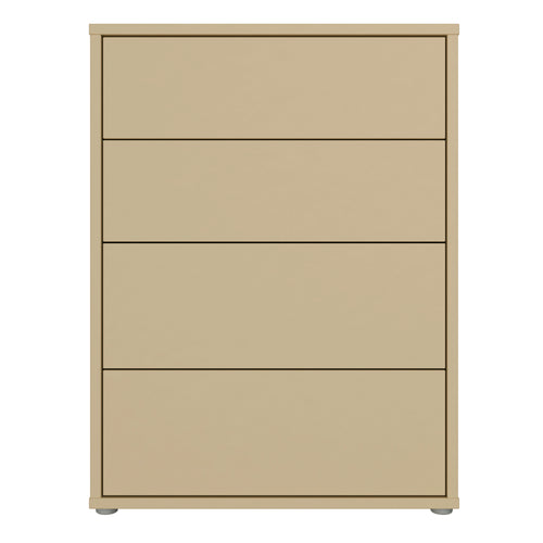 Alice Springs 4 Drawer Chest with Push-to-Open Drawers in Butter Yellow