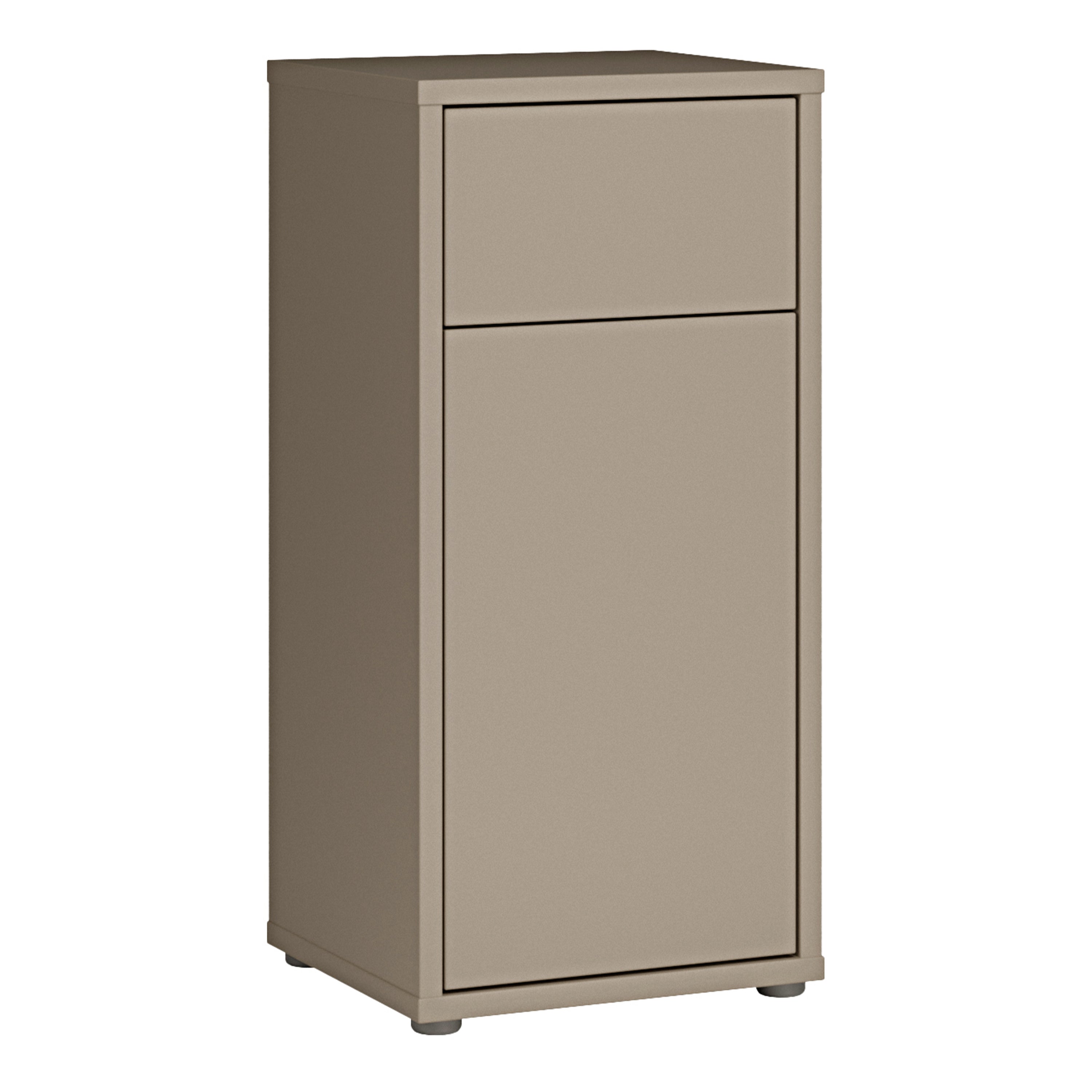 Alice Springs Low Bathroom Storage Cabinet with 1 Door Push-to-Open & 1 Drawer Push-to-Open in Taupe
