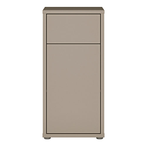 Alice Springs Low Bathroom Storage Cabinet with 1 Door Push-to-Open & 1 Drawer Push-to-Open in Taupe