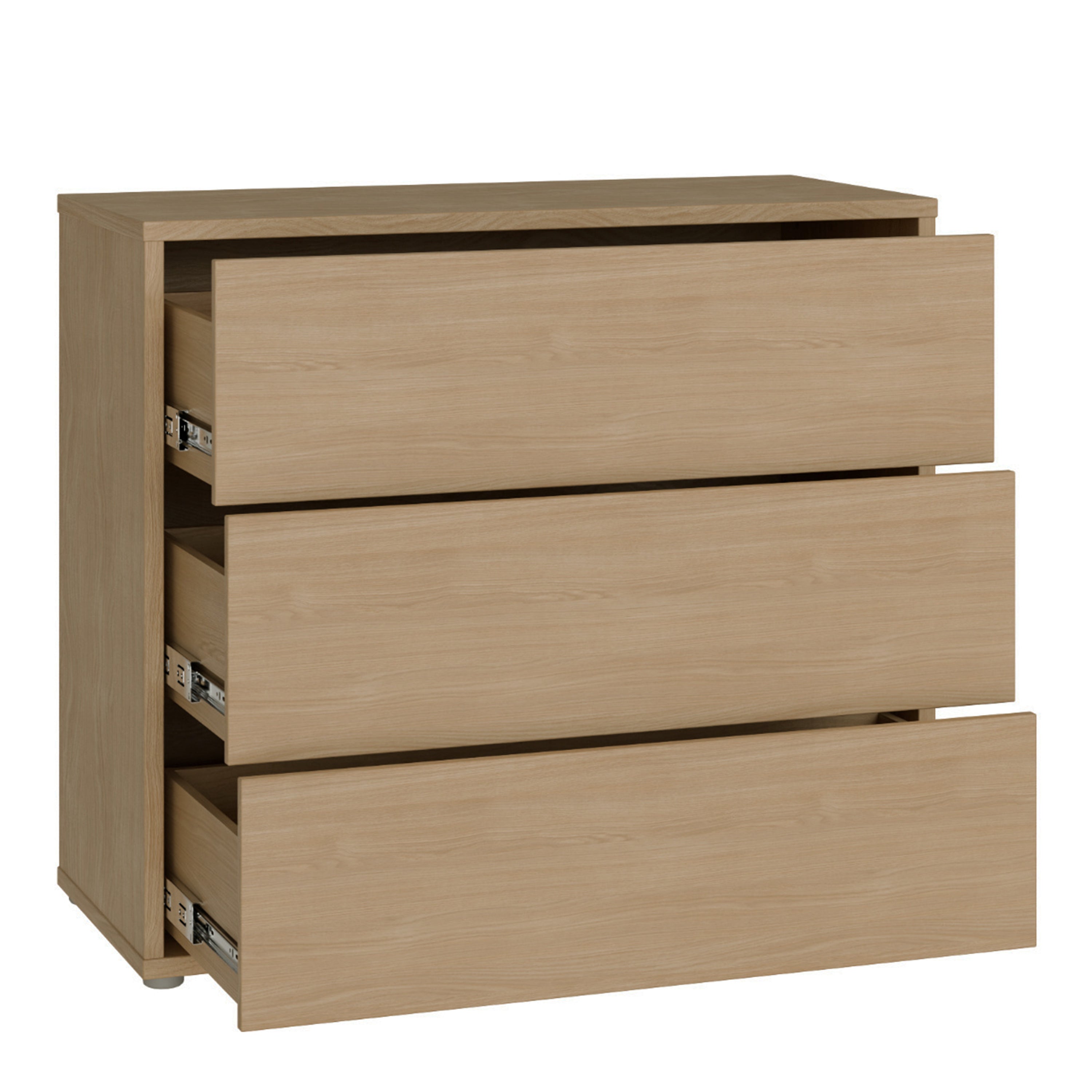 Alice Springs 3 Drawer Chest with Push-to-Open Drawers in Elegancia Oak