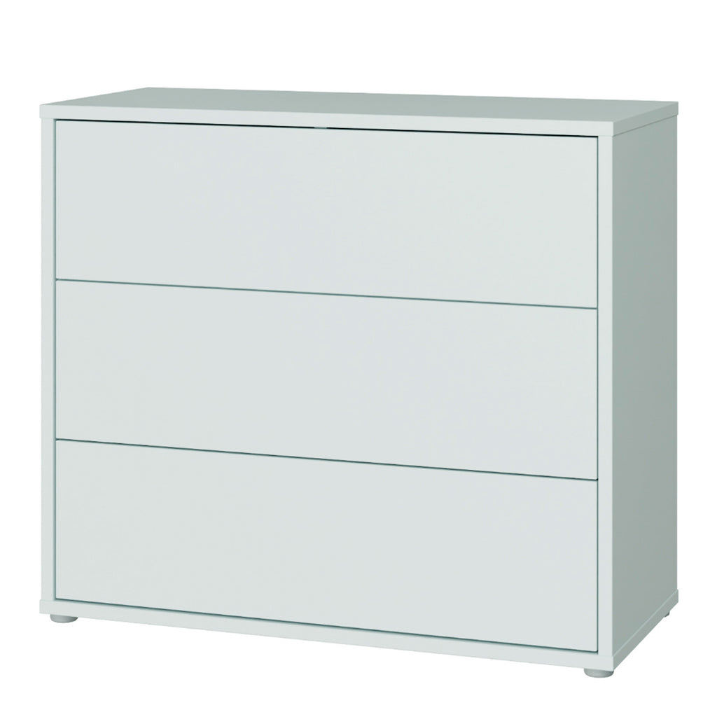 Alice Springs 3 Drawer Chest with Push-to-Open Drawers in Light Grey