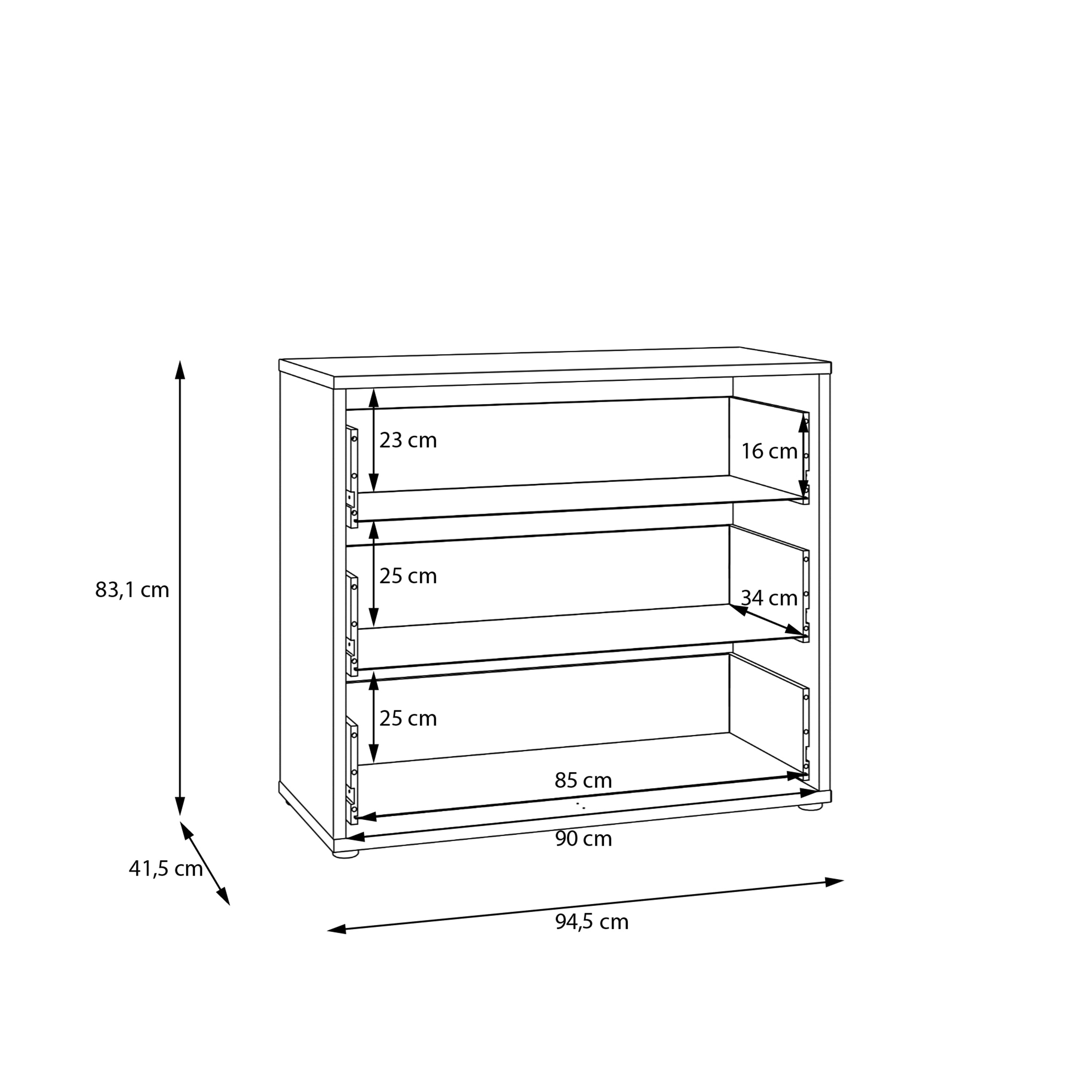 Alice Springs 3 Drawer Chest with Push-to-Open Drawers in Light Grey