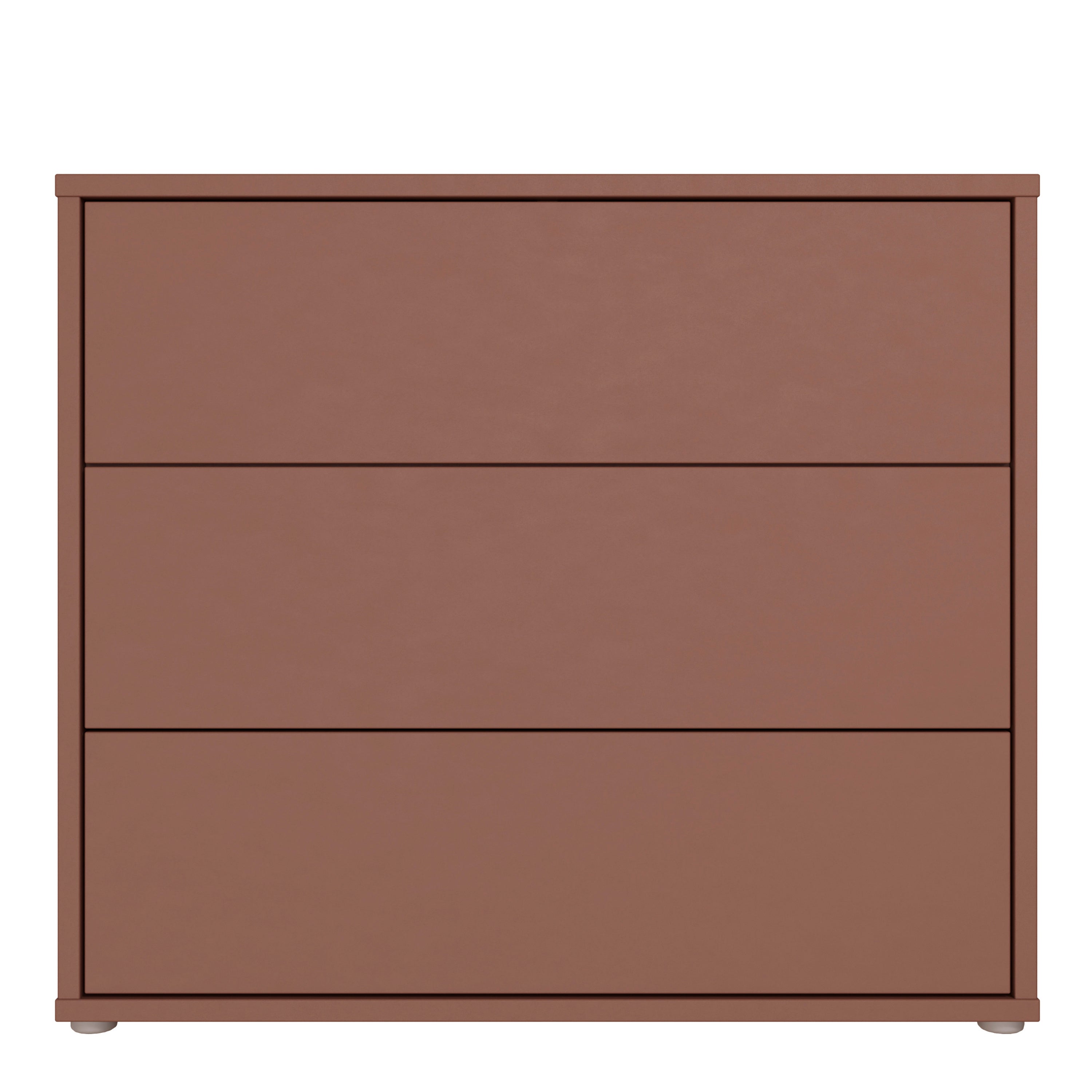 Alice Springs 3 Drawer Chest with Push-to-Open Drawers in Terracotta